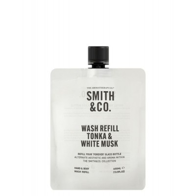 Smith & Co rankų ir kūno prausiklio papildymas „Tonka & White Musk“ 400 ml